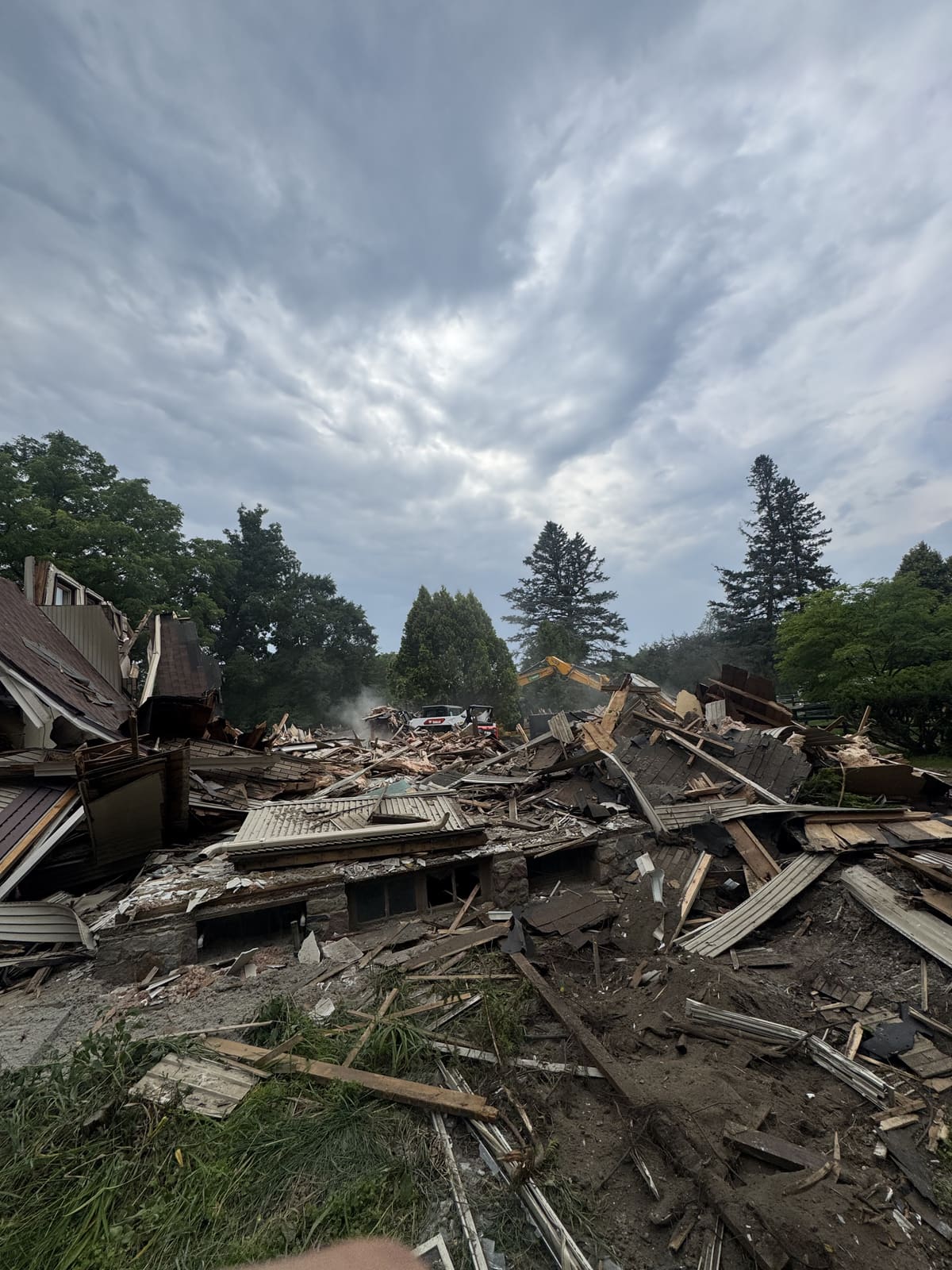 Rubble pile left after a structure was brought down