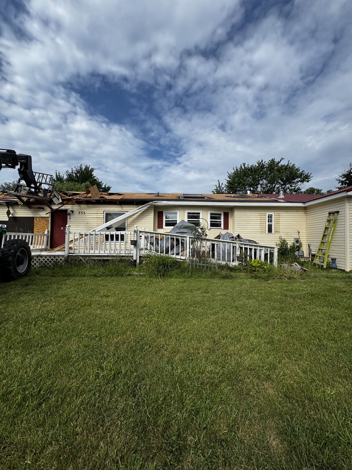 Front porch removed from a house during demolition